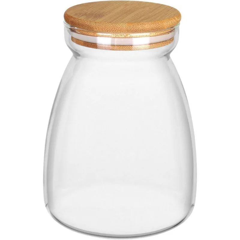 Pote Porta Mantimentos Home&co Com Tampa Bambu Borossilicato 1,1l 15x8x8cm Transparente