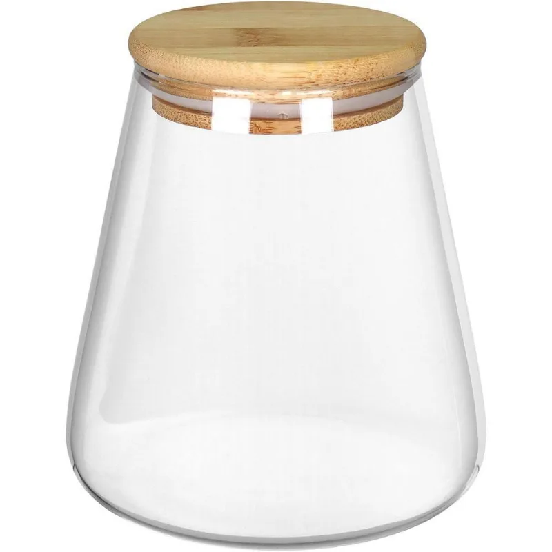 Pote Porta Mantimentos Home&co Com Tampa Bambu Borossilicato 750ml 12x8x8cm Transparente