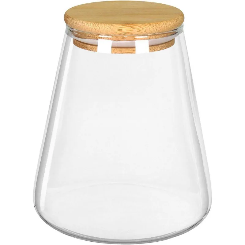 Pote Porta Mantimentos Home&co Com Tampa Bambu Borossilicato 950ml 13x8x8cm Transparente