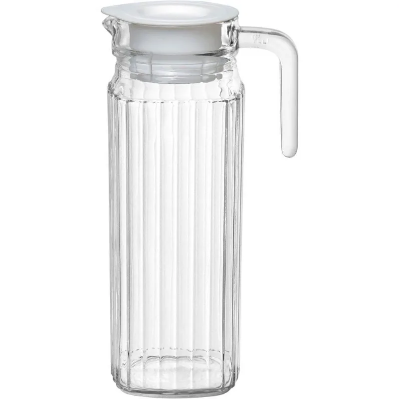 Jarra água Suco Home&co Tampa Branca Vidro 1,1l 24x8x8cm Transparente