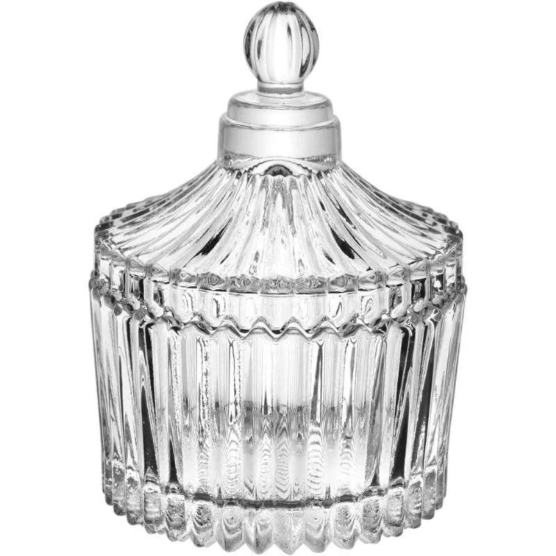 Potiche Decorativo Bomboniere Redondo Home&co Com Tampa Vidro 9x6x6cm Transparente