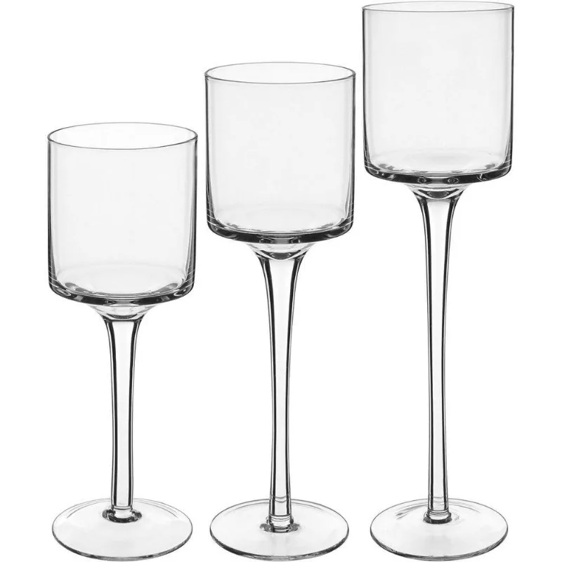 Jogo 3 Castiçal Porta Vela Home&amp;co Eco Crystal Transparente