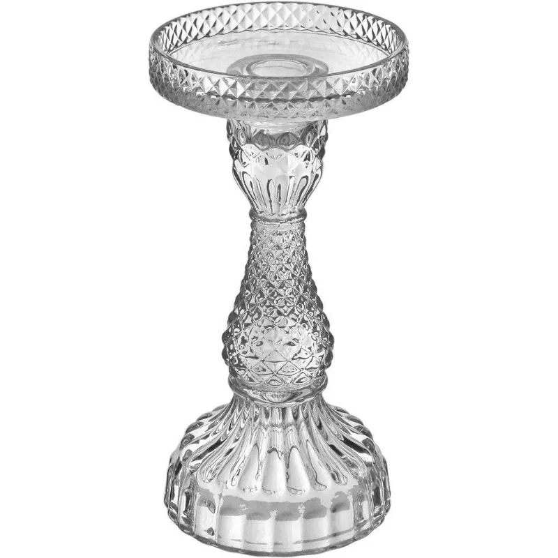 Castiçal Porta Velas Decorativo Home&amp;co Eco Crystal 18x9x9cm Transparente