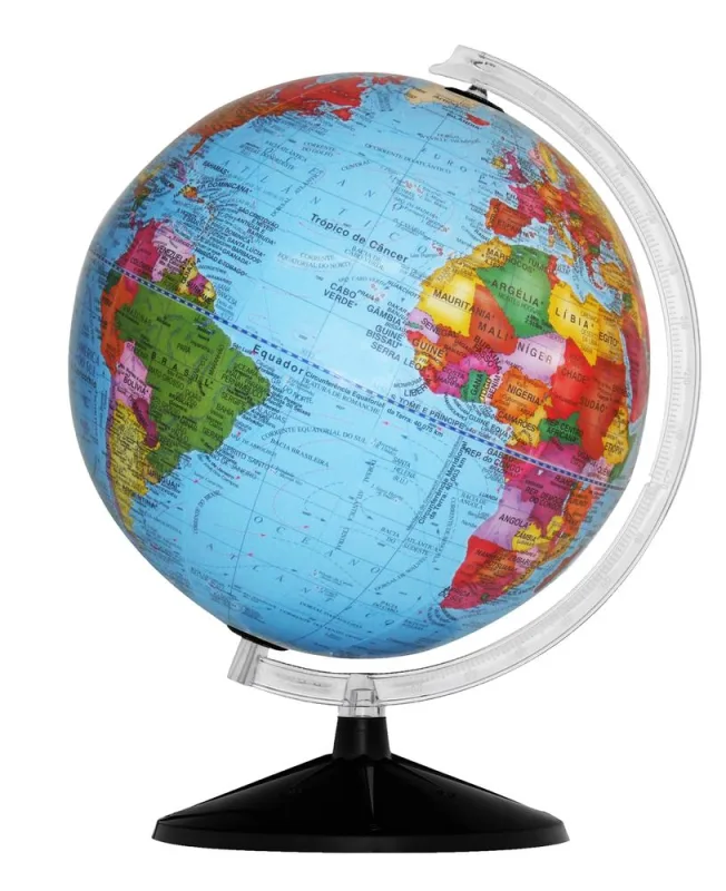 Globo Terrestre Studio Político 30cm Sem Luz Base Preta - LC