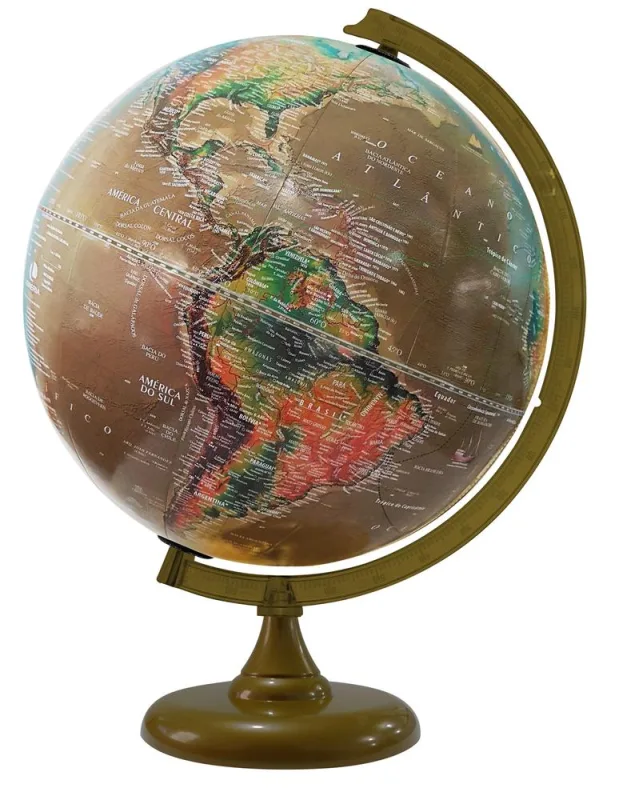 Globo Terrestre Satélite Físico 30cm Ouro Escuro - LC - Presentes