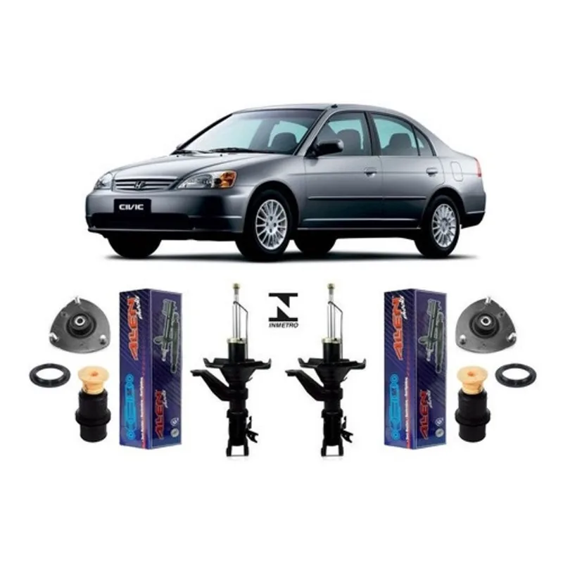 2 Amortecedor + Kit Batente Dianteiro Honda Civic 2001