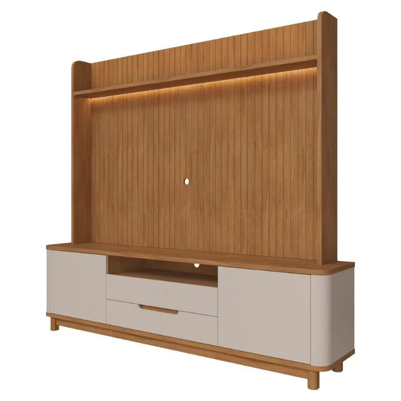 Estante Home TV Cannes 2 Portas 2 Gavetas MDF e MDP 215cm Off White