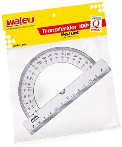 Transferidor 180° New Line Waleu - WALEU - Papelaria