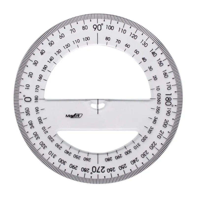 Transferidor 360 Maxcril Premium Cristal Com Escala De 360 Graus Para Medições Precisas 15cm 1