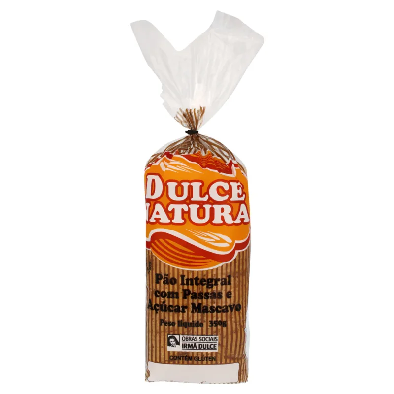Pão Integral Dulce Natura Passas e Açúcar Mascavo Pacote 350g - Dulce - Padaria