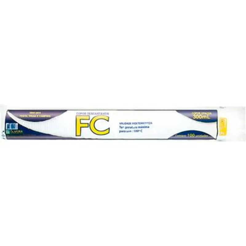 Copo Descartável FC ABNT 300ml - Branco 100 un