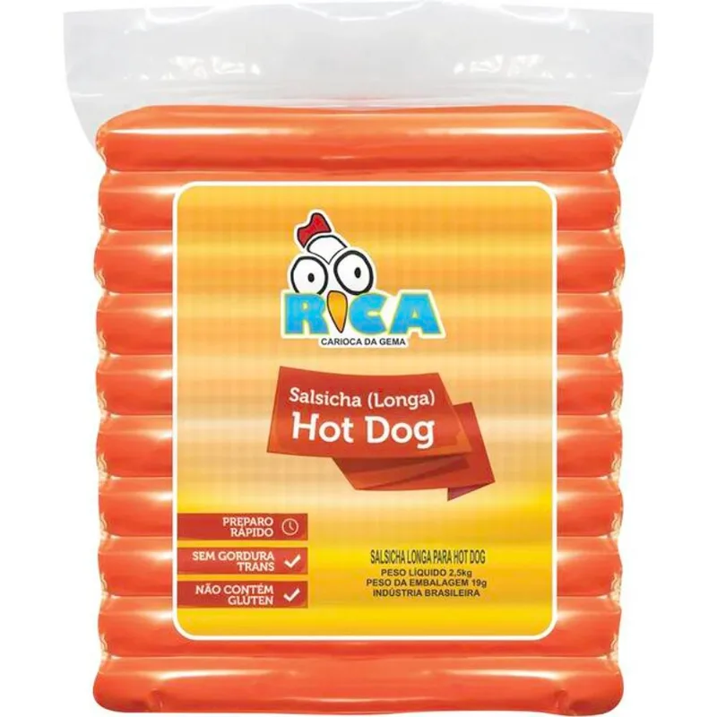 Salsicha Hot Dog Rica Longa Resfriada 2,5kg