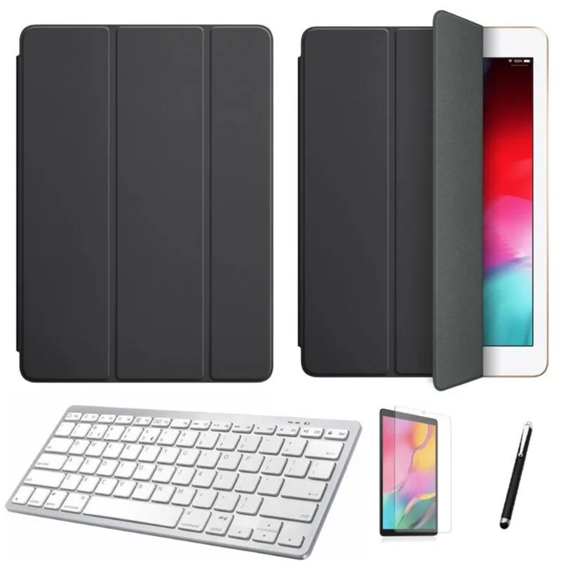 Kit Capa Smart Case Galaxy Tab S6 T860/T865 10.5 /Can/Pel e Teclado Branco - Preto