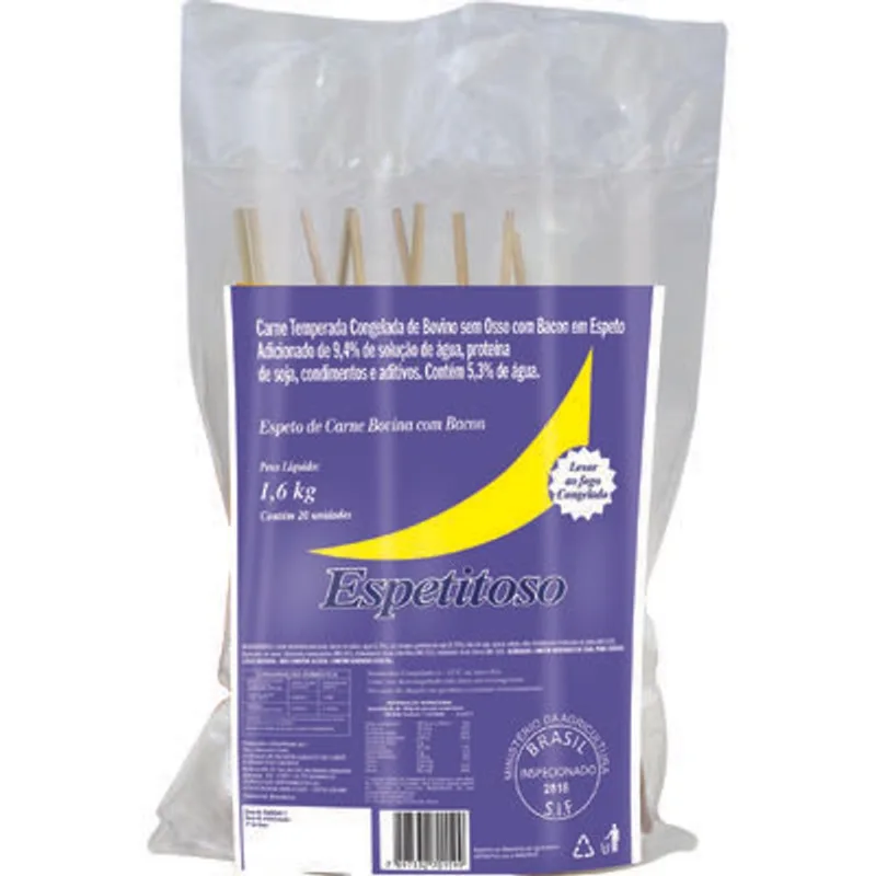 Espeto Carne Bovina Espetitoso Cong Com bacon 1,6kg