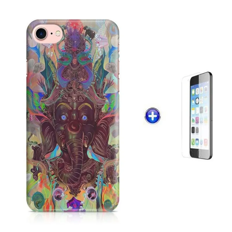 Kit Capa iPhone 7 - 4,7' Ganesha +Pel.Vidro BD1