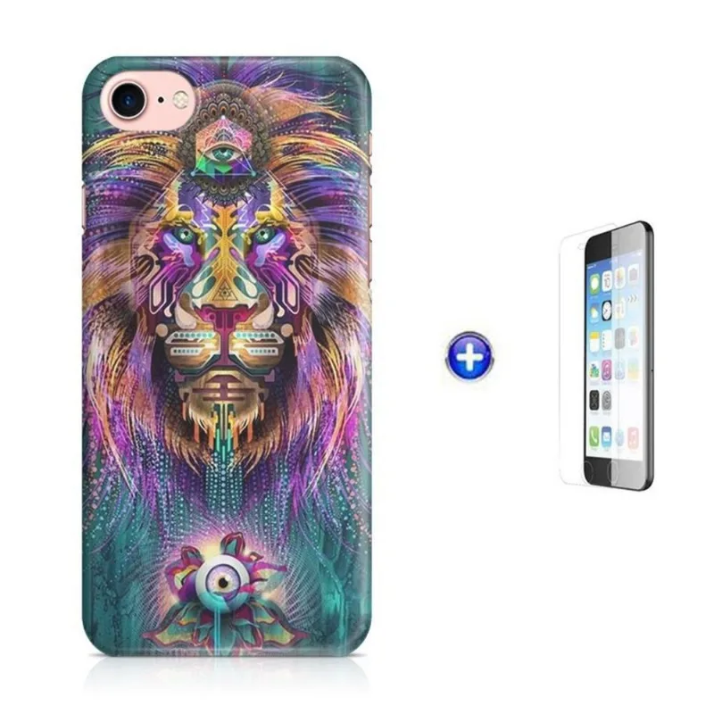 Kit Capa iPhone 7 - 4,7' Lion + Pel.Vidro BD2