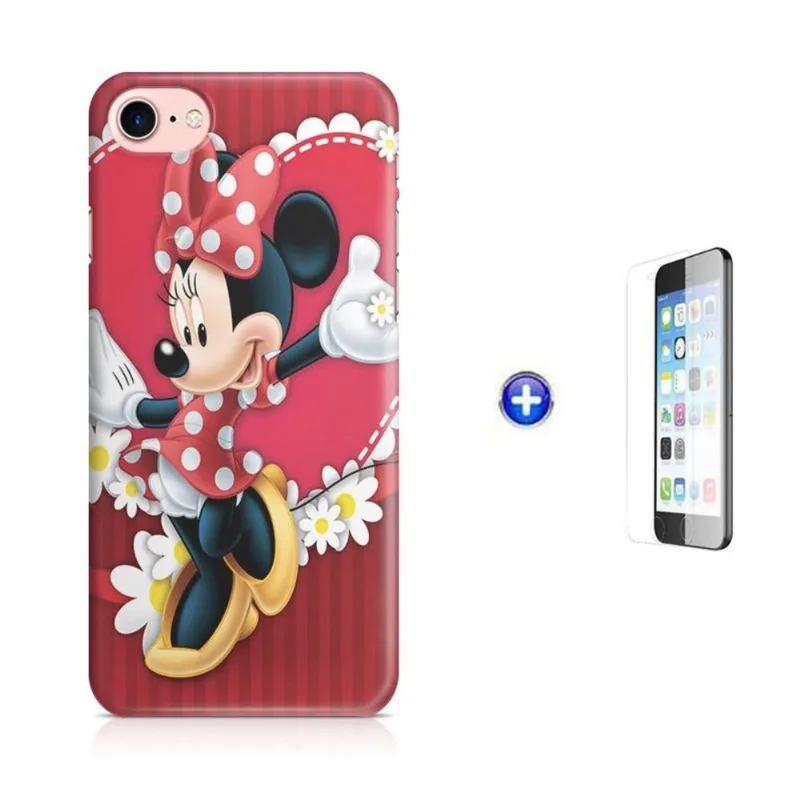 Kit Capa iPhone 7 - 4,7' Minnie + Pel.Vidro BD1