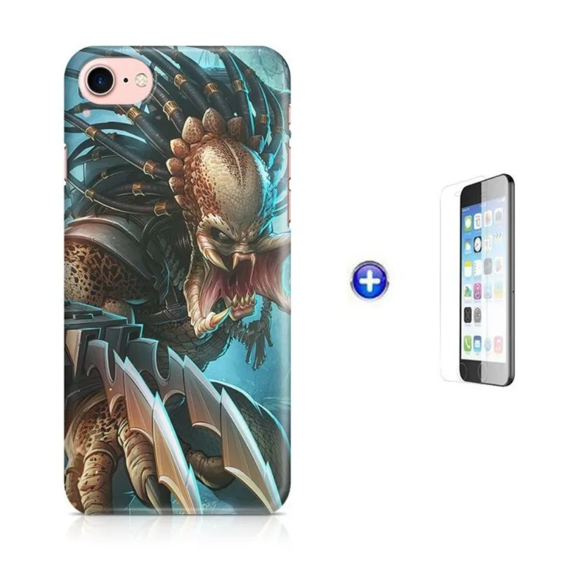 Kit Capa iPhone 7 - 4,7' Predador + Pel.Vidro BD1