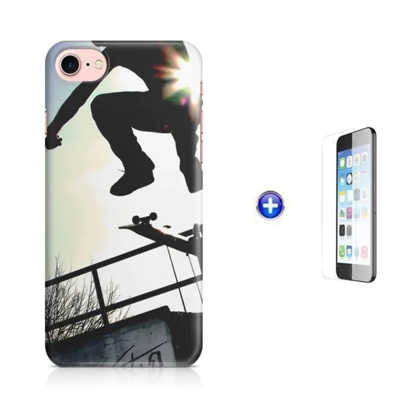 Kit Capa iPhone 7 - 4,7' Skateboard + Pel.Vidro BD1