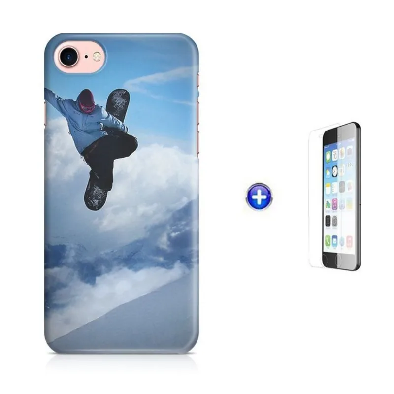 Kit Capa iPhone 7 - 4,7' Snowboard + Pel.Vidro BD1