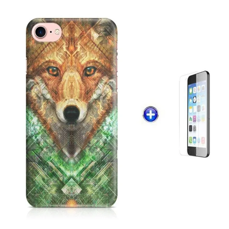 Kit Capa iPhone 7 - 4,7' Wolf + Pel.Vidro BD1