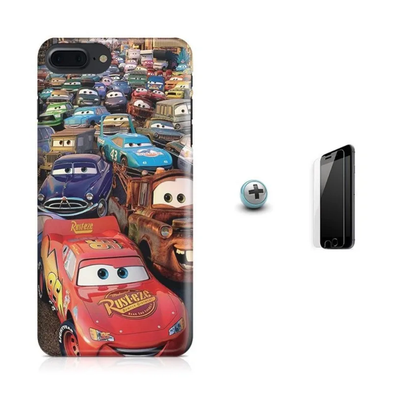 Kit Capa iPhone 7 Plus - Carros + Pel.Vidro BD1