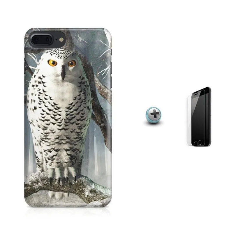 Kit Capa iPhone 7 Plus - Coruja + Pel.Vidro BD2
