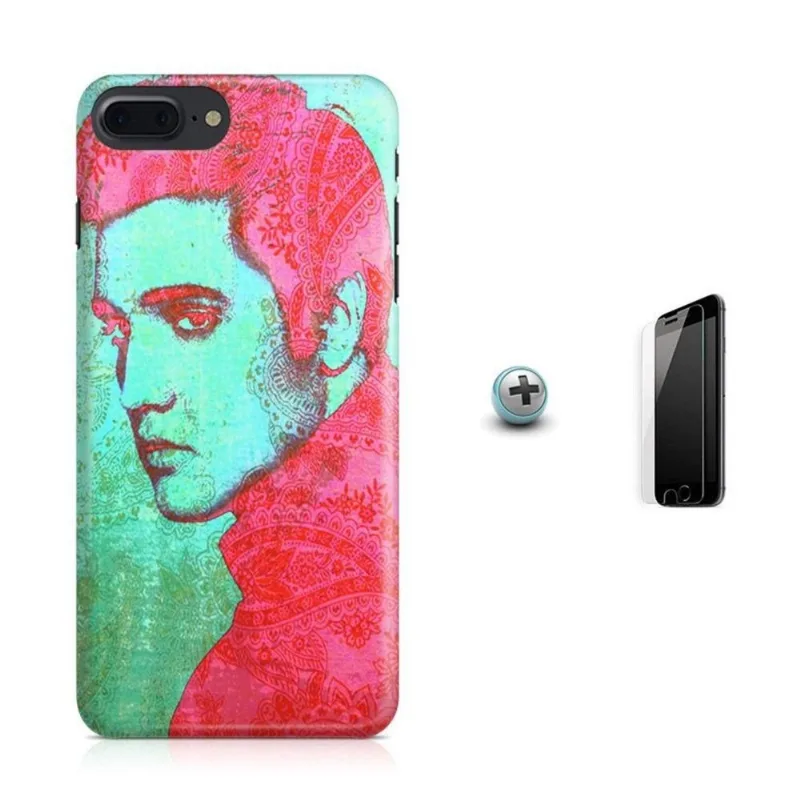 Kit Capa iPhone 7 Plus - Elvis Presley + Pel.Vidro BD1
