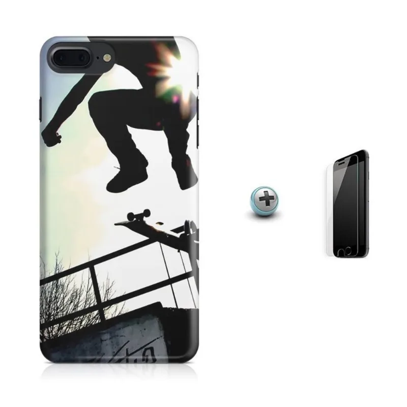 Kit Capa iPhone 7 Plus - Skateboard + Pel.Vidro BD1