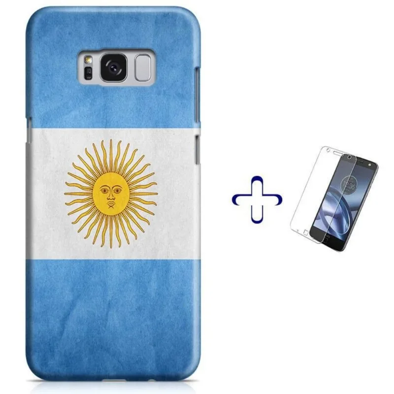 Kit Capa Galaxy S8 Bandeira Argentina+Pel Vidro BD30