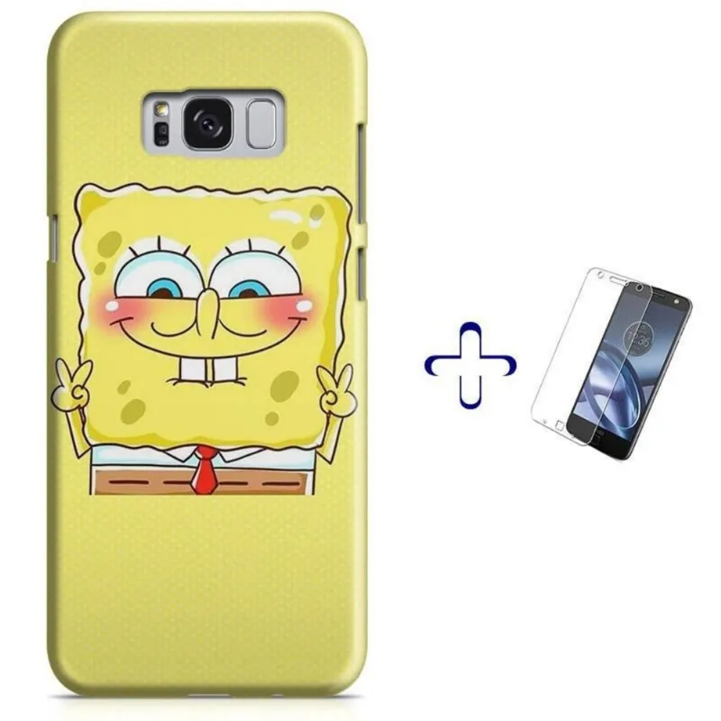 Kit Capa Galaxy S8 Bob Esponja+Pel Vidro BD30