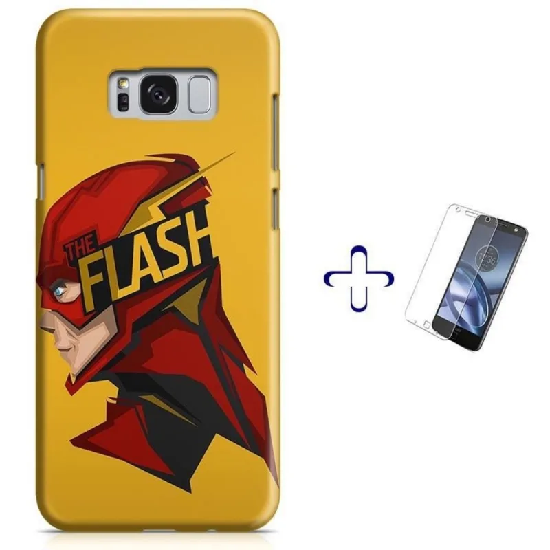Kit Capa Galaxy S8 The Flash ? Barry Allen + Pel VidroBD30