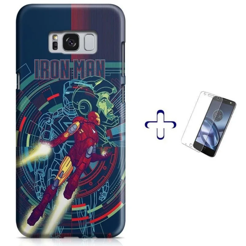 Kit Capa Galaxy S8 Iron Man Homem de Ferro+Pel Vidro BD30