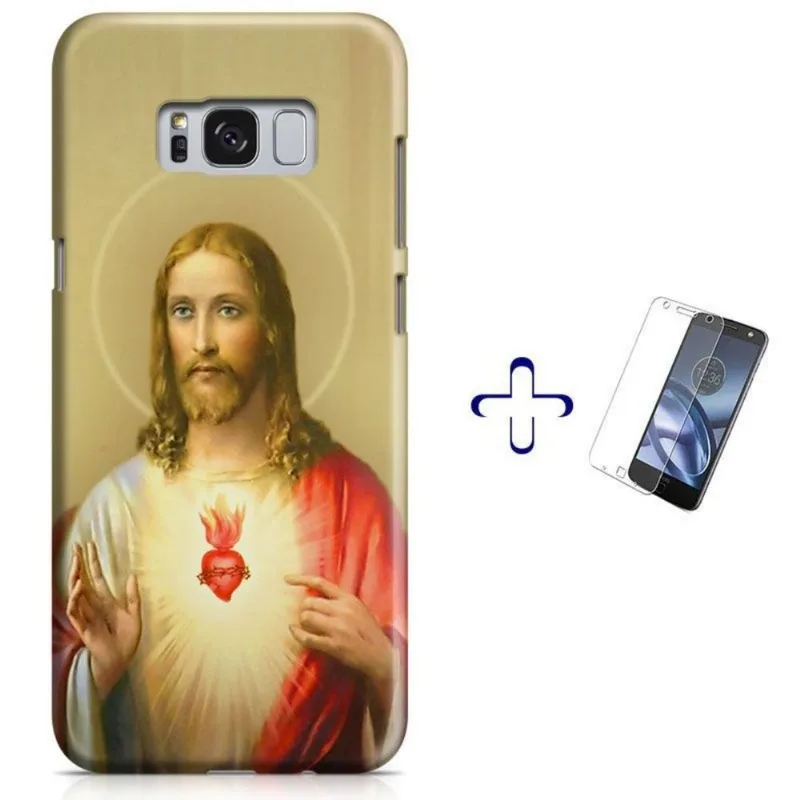Kit Capa Galaxy S8 Jesus Cristo Bíblia+Pel Vidro BD30