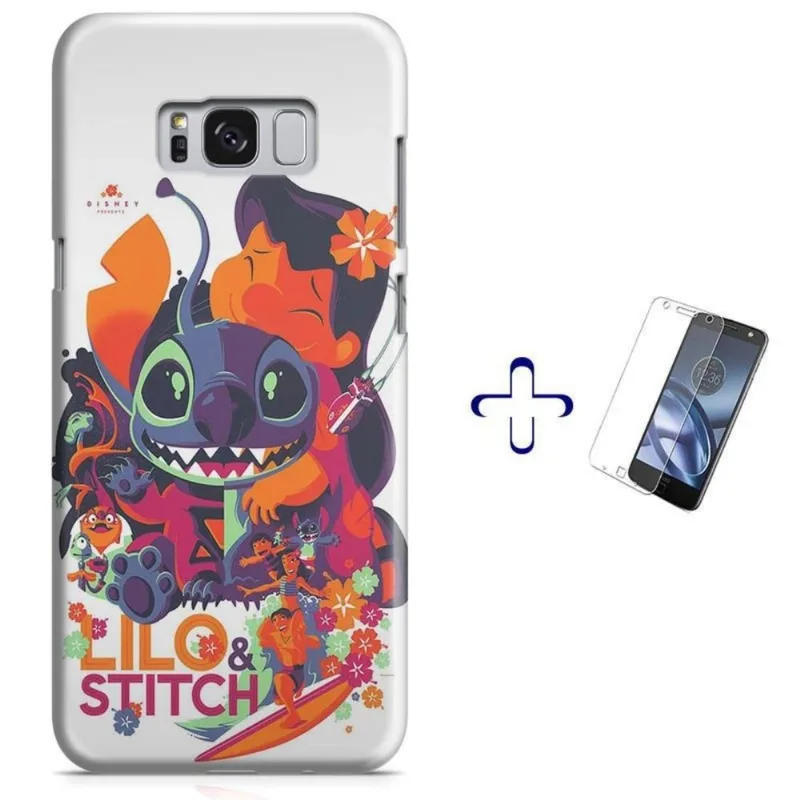 Kit Capa Galaxy S8 Lilo Stitch+Pel Vidro BD30