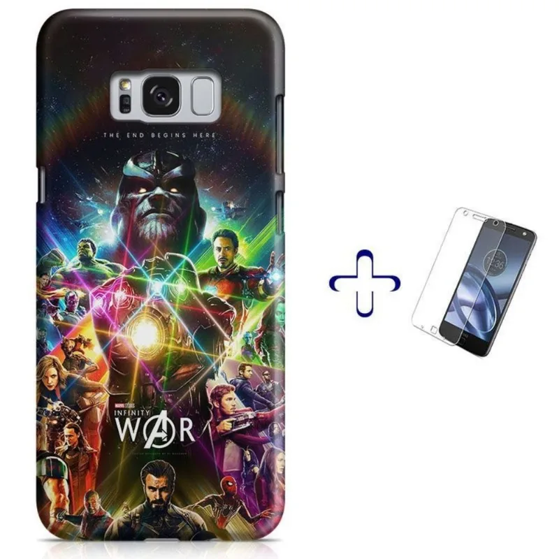 Kit Capa Galaxy S8 Infity War Avengers+Pel Vidro BD30