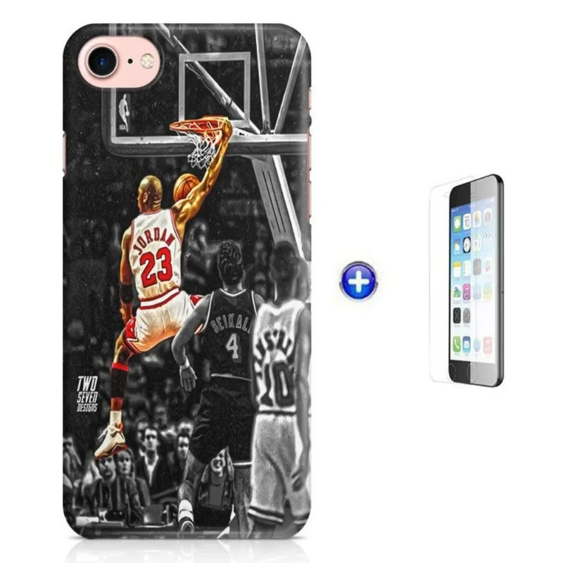 Kit Capa iPhone 7 - 4,7' Michael Jordan + Pel Vidro BD1