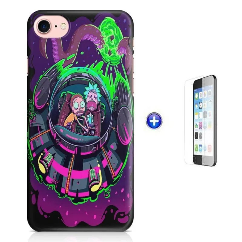 Kit Capa iPhone 7 - 4,7' Rick And Morty + Pel Vidro BD1
