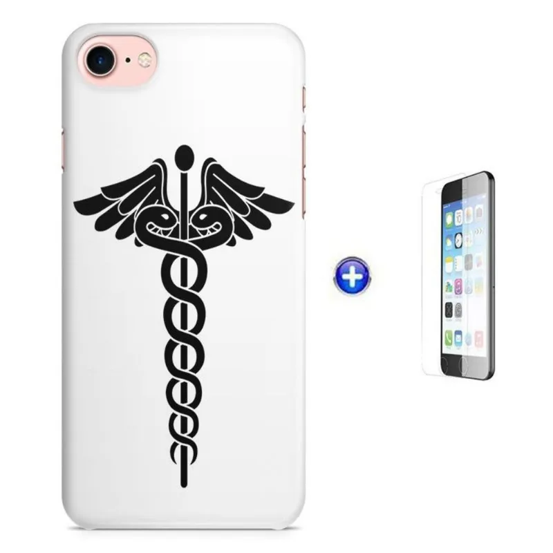 Kit Capa iPhone 7 - 4,7' Simbolo de Medicina + Pel Vidro BD1