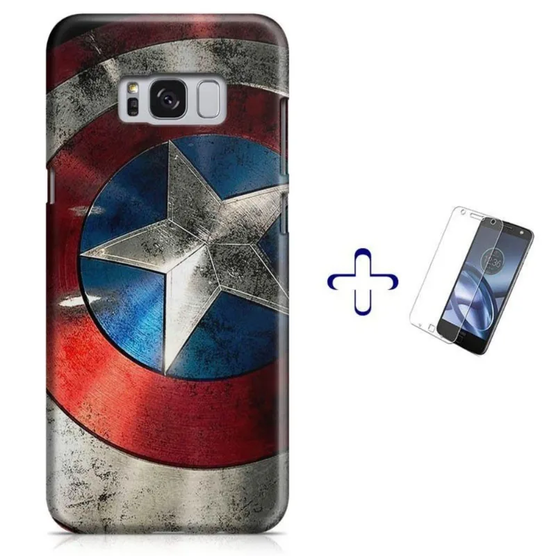 Kit Capa Galaxy S8+ Capitão América Vingadores+Pel Vid(BD01)