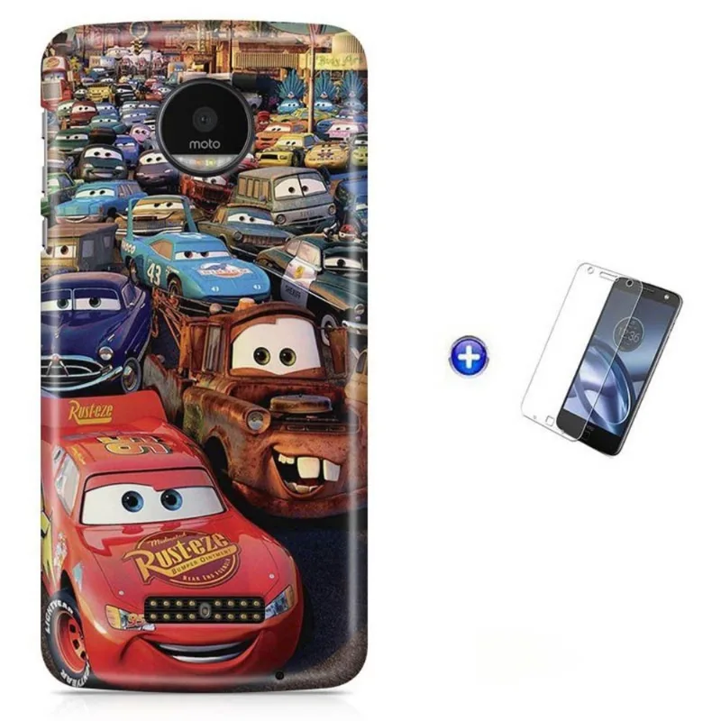 Kit Capa Moto Z XT1650 - Carros + Pel Vidro BD1