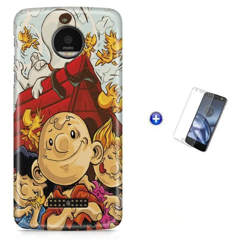 Kit Capa Moto Z XT1650 - Charlie Brown Snoopy +Pel Vidro BD1