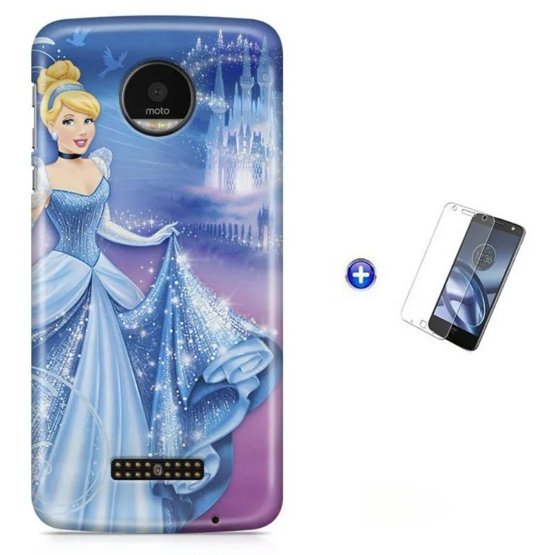Kit Capa Moto Z XT1650 - Cinderella + Pel Vidro BD1