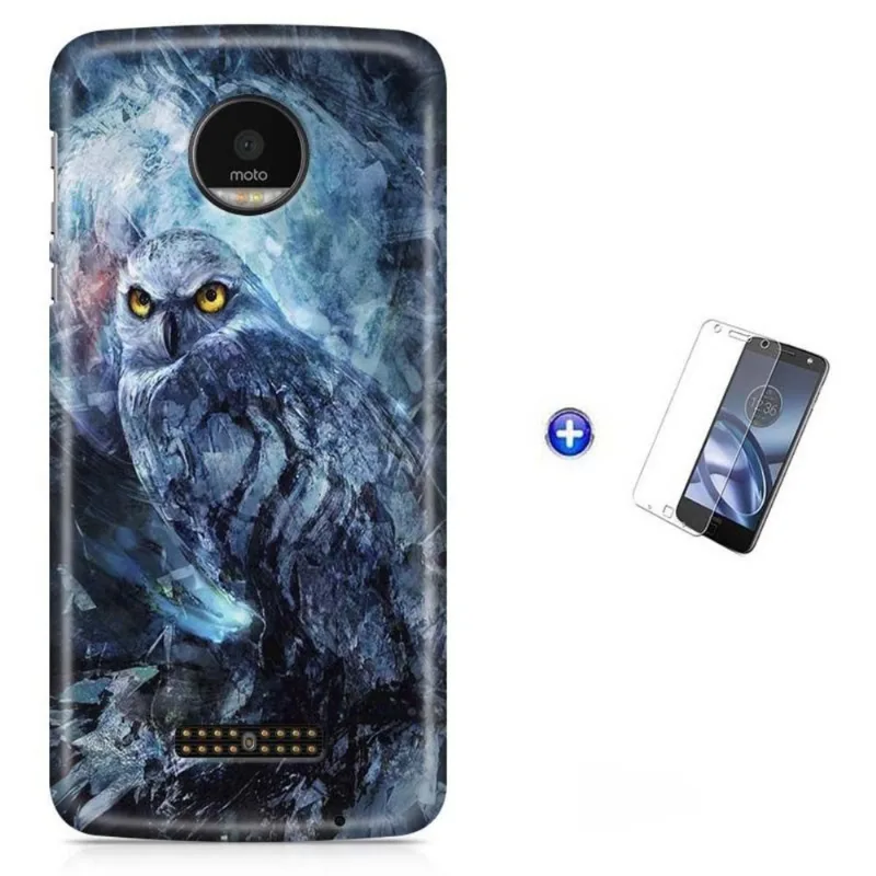 Kit Capa Moto Z XT1650 - Coruja + Pel Vidro BD1