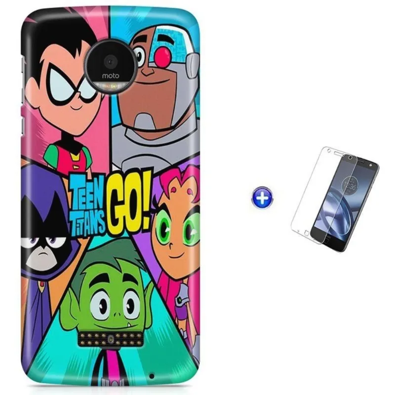 Kit Capa Moto Z XT1650 - Jovens Titans + Pel Vidro BD1