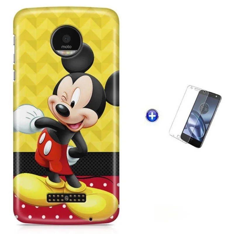 Kit Capa Moto Z XT1650 - Mickey + Pel Vidro BD1