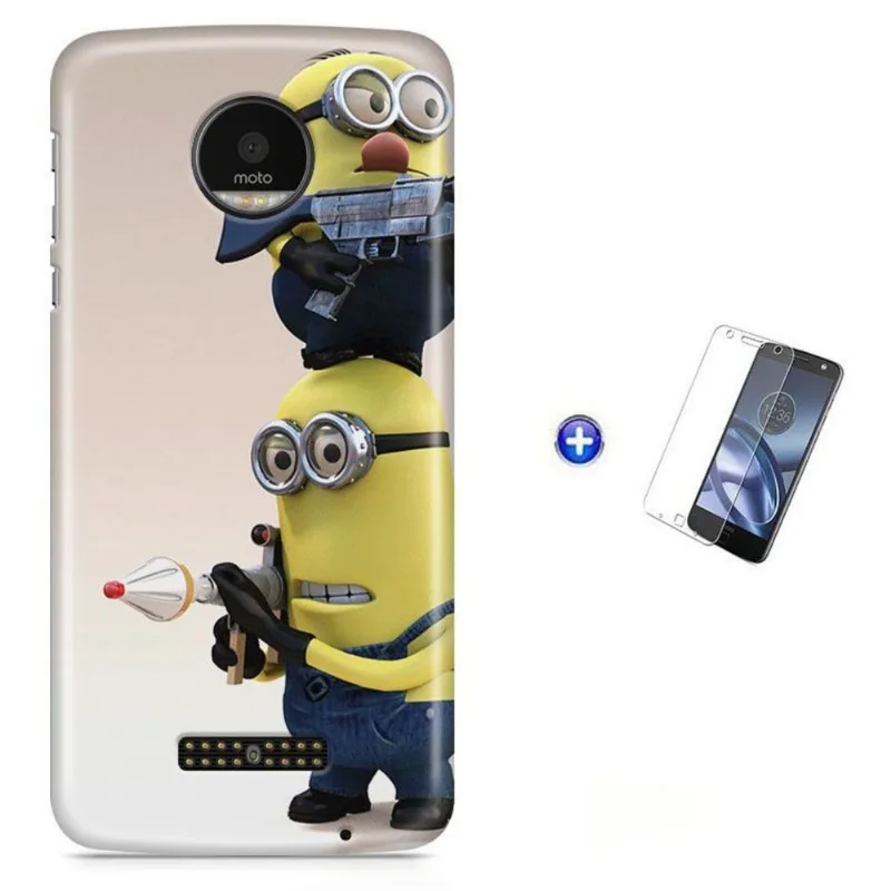 Kit Capa Moto Z XT1650 - Minions + Pel Vidro BD1