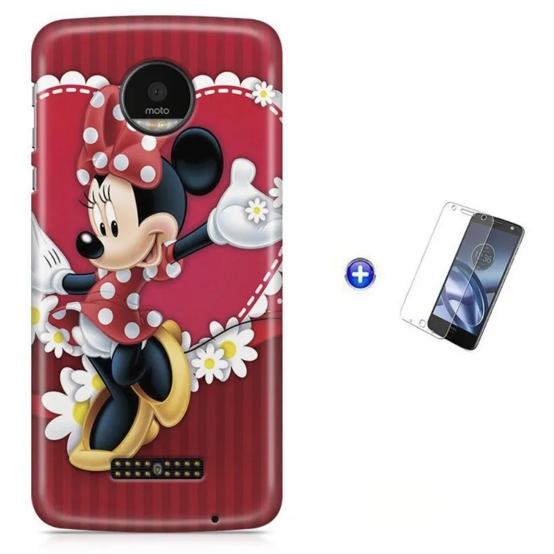 Kit Capa Moto Z XT1650 - Minnie + Pel Vidro BD1