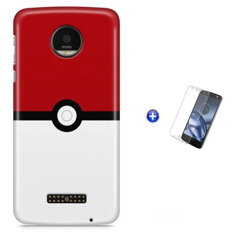 Kit Capa Moto Z XT1650 - Pokemon Go Pokebola + Pel Vidro BD1