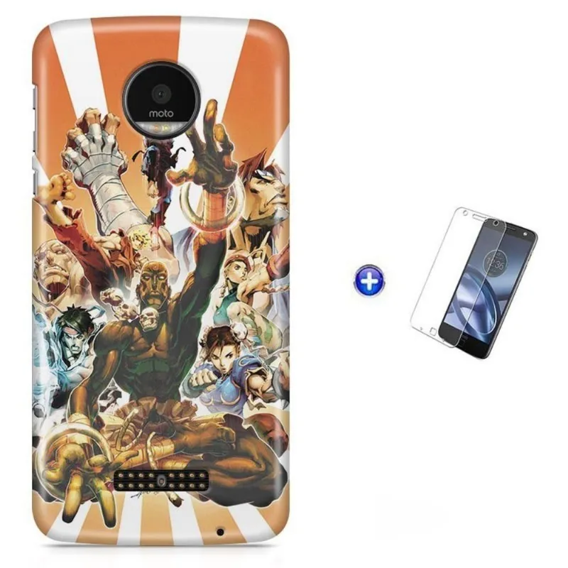Kit Capa Moto Z XT1650 - Street Fighter + Pel Vidro BD1